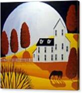 Autumn Wonder Moon - Country Farm Folk Art Canvas Print