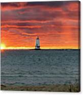 Awesome Sunset With Lighthouse Canvas Print