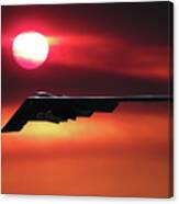 B-2 Stealth Bomber In The Sunset Canvas Print