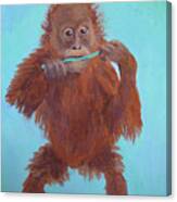 Baby Orangutan Playing Canvas Print