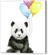 Baby Panda With Heart-shaped Balloons Canvas Print