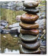 Balancing Zen Stones In Countryside River Vii Canvas Print