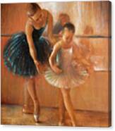 Ballet Lesson-painting On Leather By Vali Irina Ciobanu Canvas Print