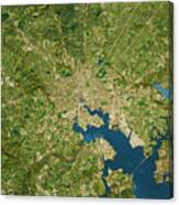 Baltimore City Topographic Map Natural Color Canvas Print