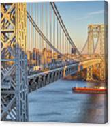 Barge Passing Under The Gwb Canvas Print