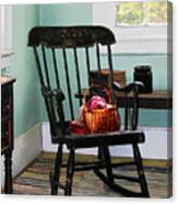 Basket Of Yarn On Rocking Chair Canvas Print