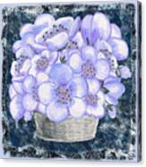 Basket With Blue Flowers Canvas Print