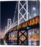 Bay Bridge And San Francisco By Night 12 Canvas Print