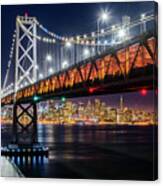 Bay Bridge And San Francisco By Night 3 Canvas Print