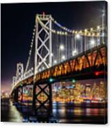 Bay Bridge And San Francisco By Night 8 Canvas Print