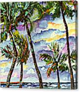 Beach And Palms Tropical Watercolor Painting Canvas Print