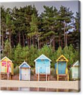 Beach Hut Row On The Norfolk Coast Canvas Print