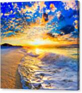 Beach Landscape Photography Golden Ocean Sunset Canvas Print