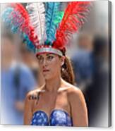 Beauty With A Feathered Headdress Ii Canvas Print