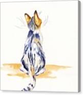 Watercolour Kitten - Bee Watchful Canvas Print