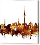 Berlin City Skyline Brown Canvas Print