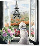 Bichon Frise In Paris Canvas Print