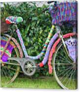 Bicycle In Knitted Sweater Canvas Print