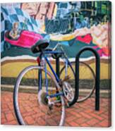 Bicycle In Rack Enjoying The Mural Canvas Print