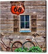 Bikes And Phillips 66 Sign Canvas Print
