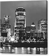 Black And White Cincinnati Skyline Panorama Canvas Print