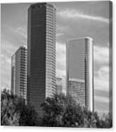 Black And White Downtown Houston Texas Skyline Canvas Print