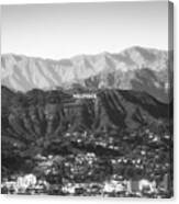 Black And White Hollywood Hills California - Square Art Canvas Print