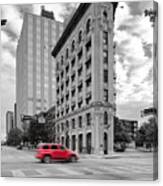 Black And White Photograph Of The Flatiron Building In Downtown Fort Worth - Texas Canvas Print