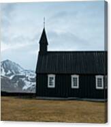 Black Church Of Budir, Iceland Canvas Print
