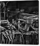 Blacksmith-this Is My Anvil Black And White Canvas Print