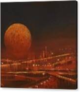 Blood Moon Over The City Canvas Print