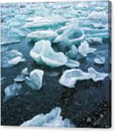 Blue And Turquoise Ice Jokulsarlon Glacier Lagoon Iceland Canvas Print