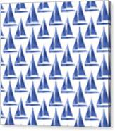 Blue And White Sailboats Pattern- Art By Linda Woods Canvas Print