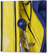 Blue And Yellow Vintage Car Detail Canvas Print