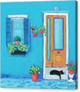 Blue House In Burano Venice Canvas Print