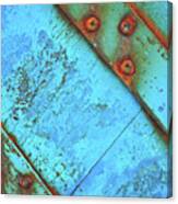 Blue Rusty Boat Detail Canvas Print