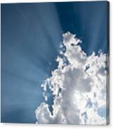 Blue Sky With White Clouds And  Sun Rays Canvas Print