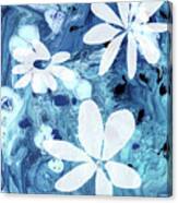 Blue Water Flowers- Art By Linda Woods Canvas Print