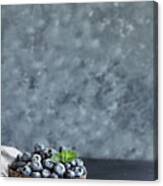 Blueberries In A Coconut Bowl Canvas Print