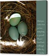 Bluebird Eggs With Buddha Quote Canvas Print