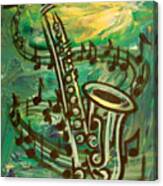 Blues Solo In Green Canvas Print
