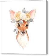 Blush Floral Deer Canvas Print
