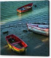Boats On San Pedro River Puerto Real Spain Canvas Print
