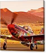 Boeing North American P-51d Sparky At Sunset In The Valley Of Speed Reno Air Races 2010 Canvas Print