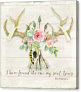 Boho Love - Deer Antlers Floral Inspirational Canvas Print