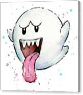 Boo Ghost Watercolor Canvas Print
