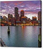 Boston Harbor And Financial Waterfront District Skyline Canvas Print