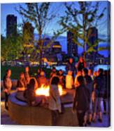 Boston Harbor Sunset Bonfire Canvas Print