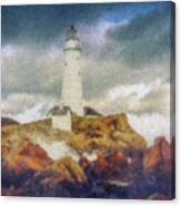 Boston Light On A Stormy Day Canvas Print