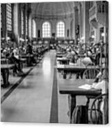 Boston Publc Library Reading Room Black And White Canvas Print